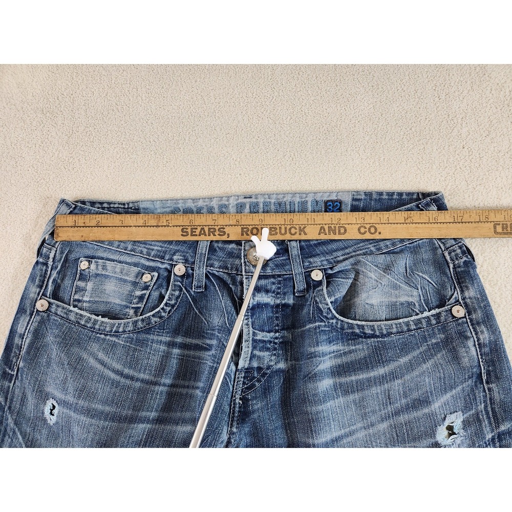 Mens Guess Premium Rebel Straight Leg Blue Jeans Size 32 x 30 Y2K - Picture 9 of 9